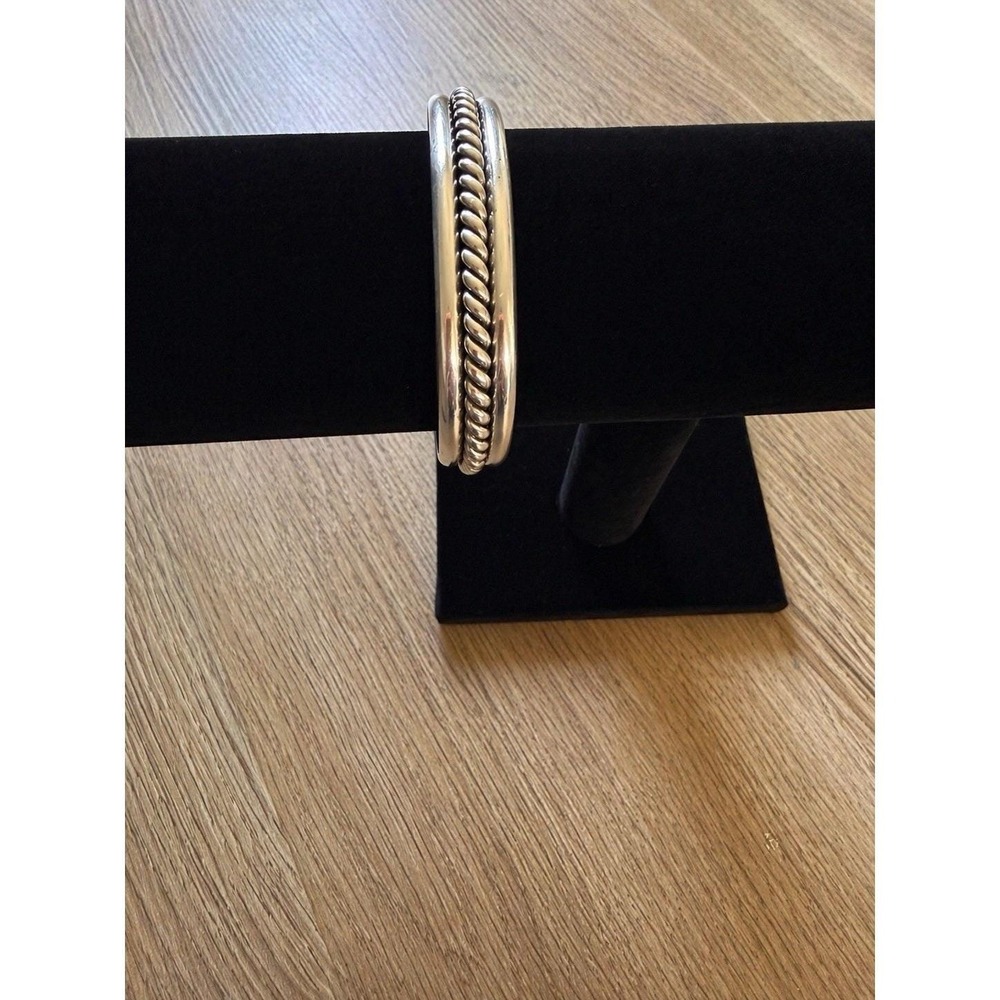 VINTAGE STERLING SILVER ROPE CLASSIC CUFF BRACELET